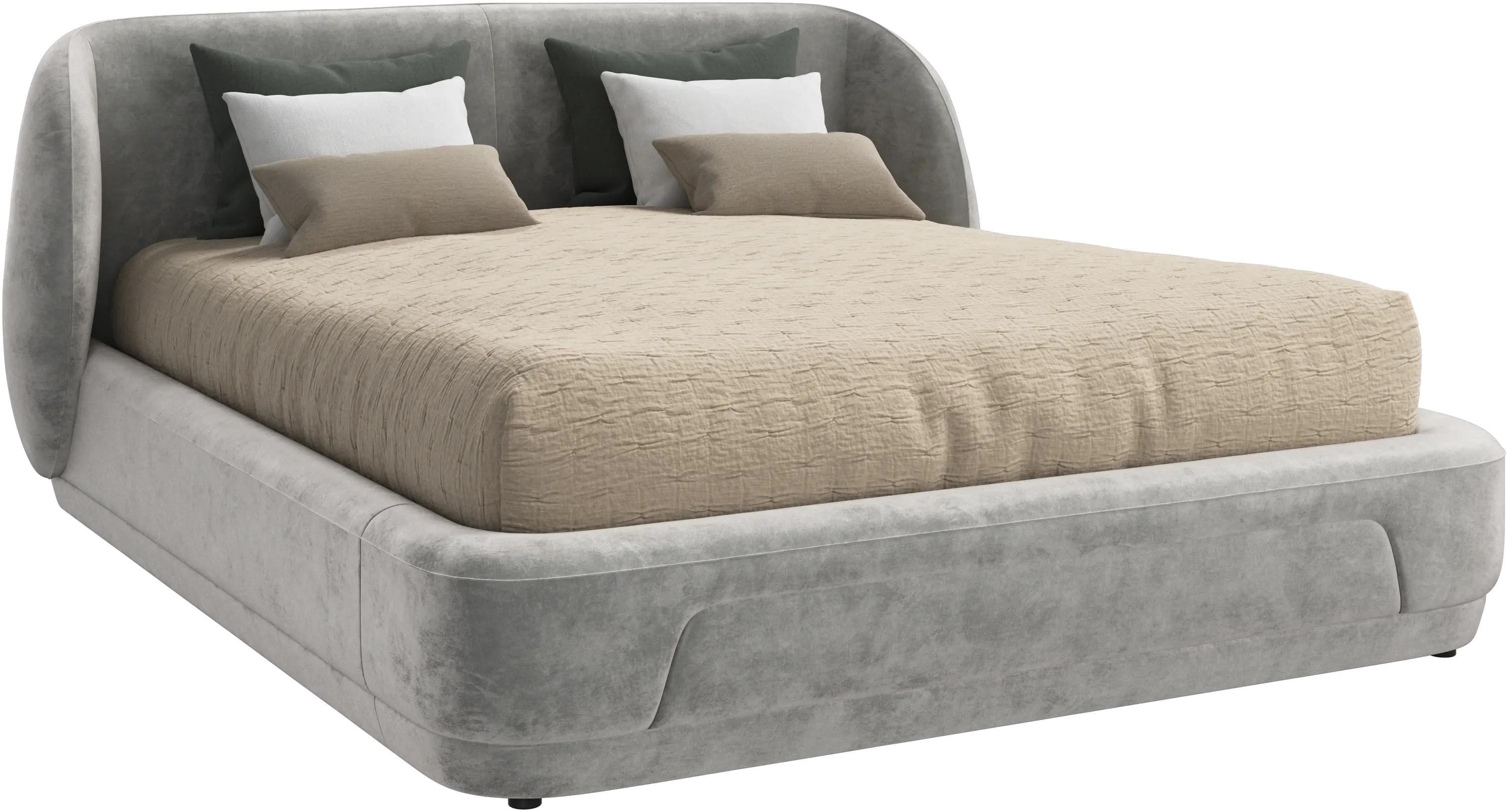 BoConcept キングベッド　マットレス付き デザイナーベッド | デンマークデザインの家具 - グレー, ファブリック